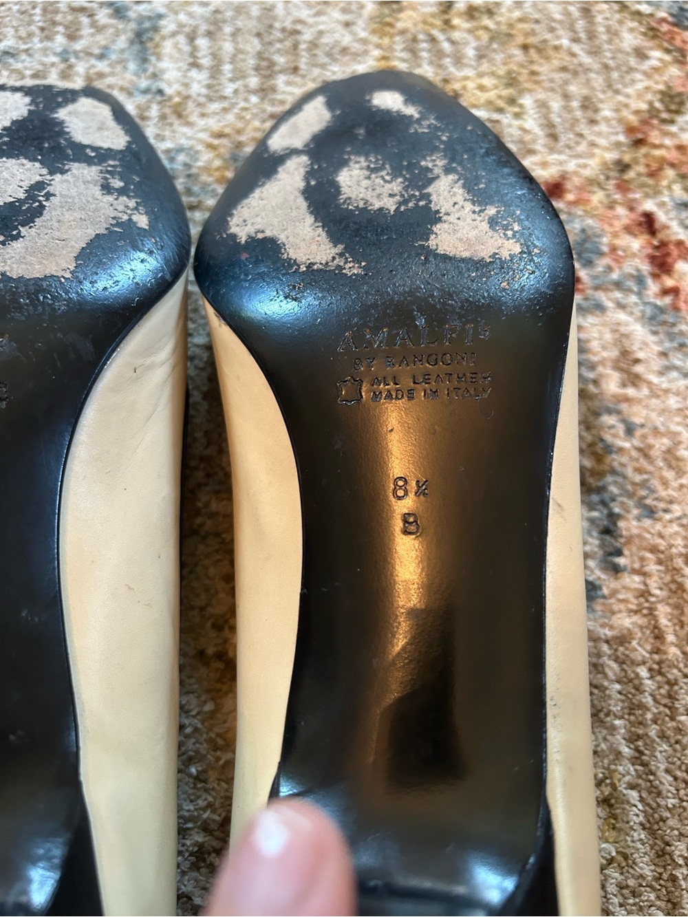 Vintage Amalfi Black and Cream Bow Accent Kitten Heels - Picture 9 of 9